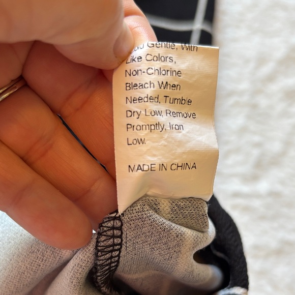 Black/White Print Slim Pants with Elastic Waist - Picture 9 of 12